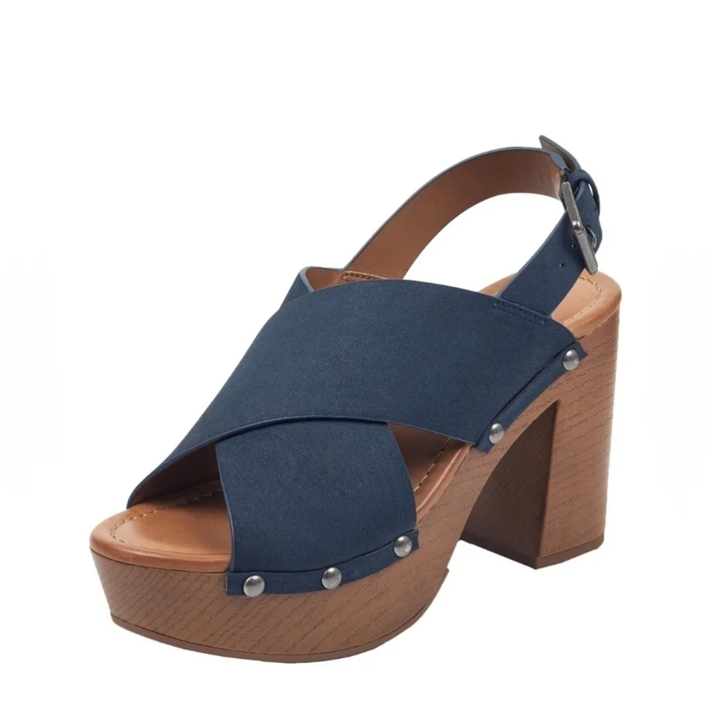 Indigo Rd Dani Sandal Heel Navy Blue